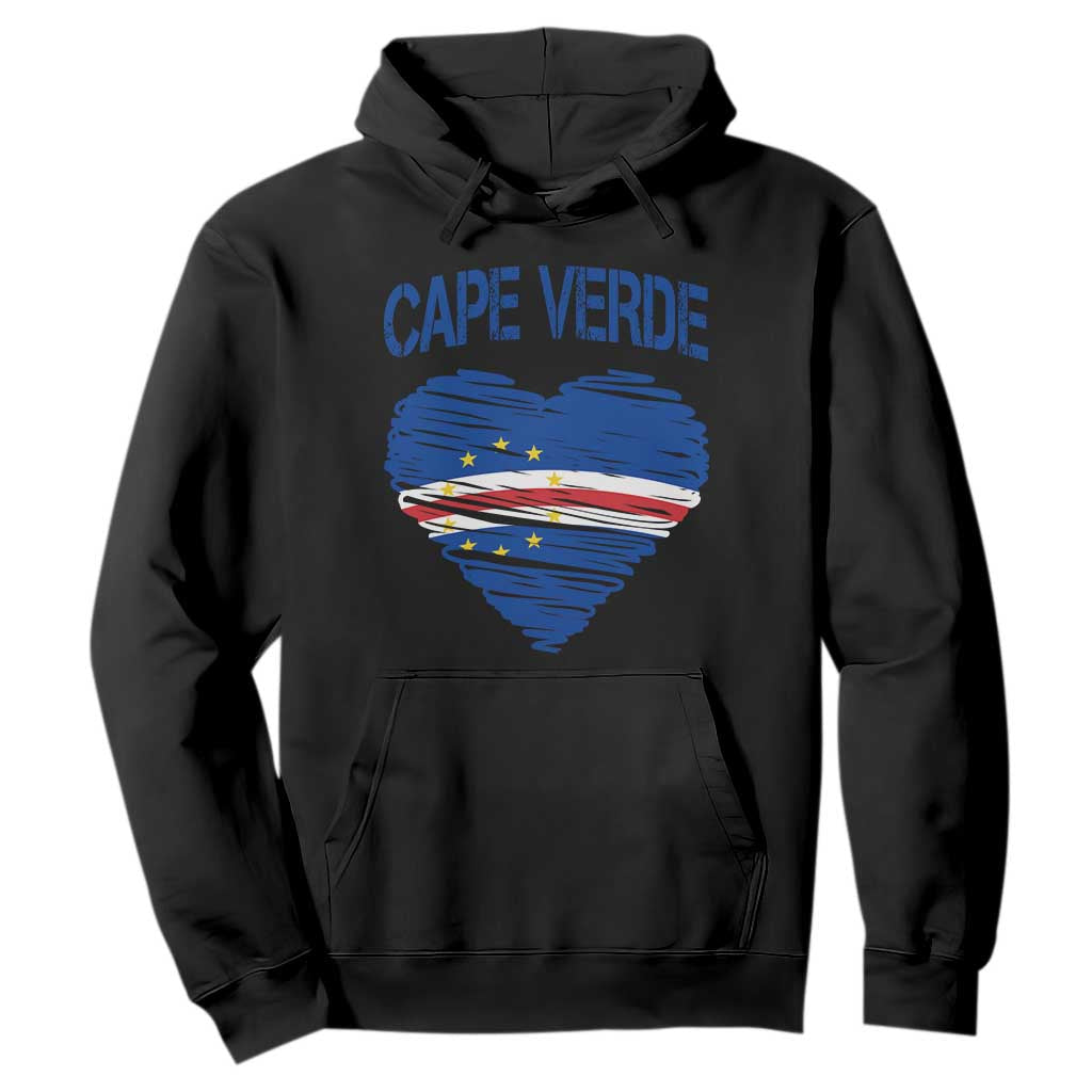 Cape Verde Scribble Flag Heart National Pride Hoodie Cabo Verde Love