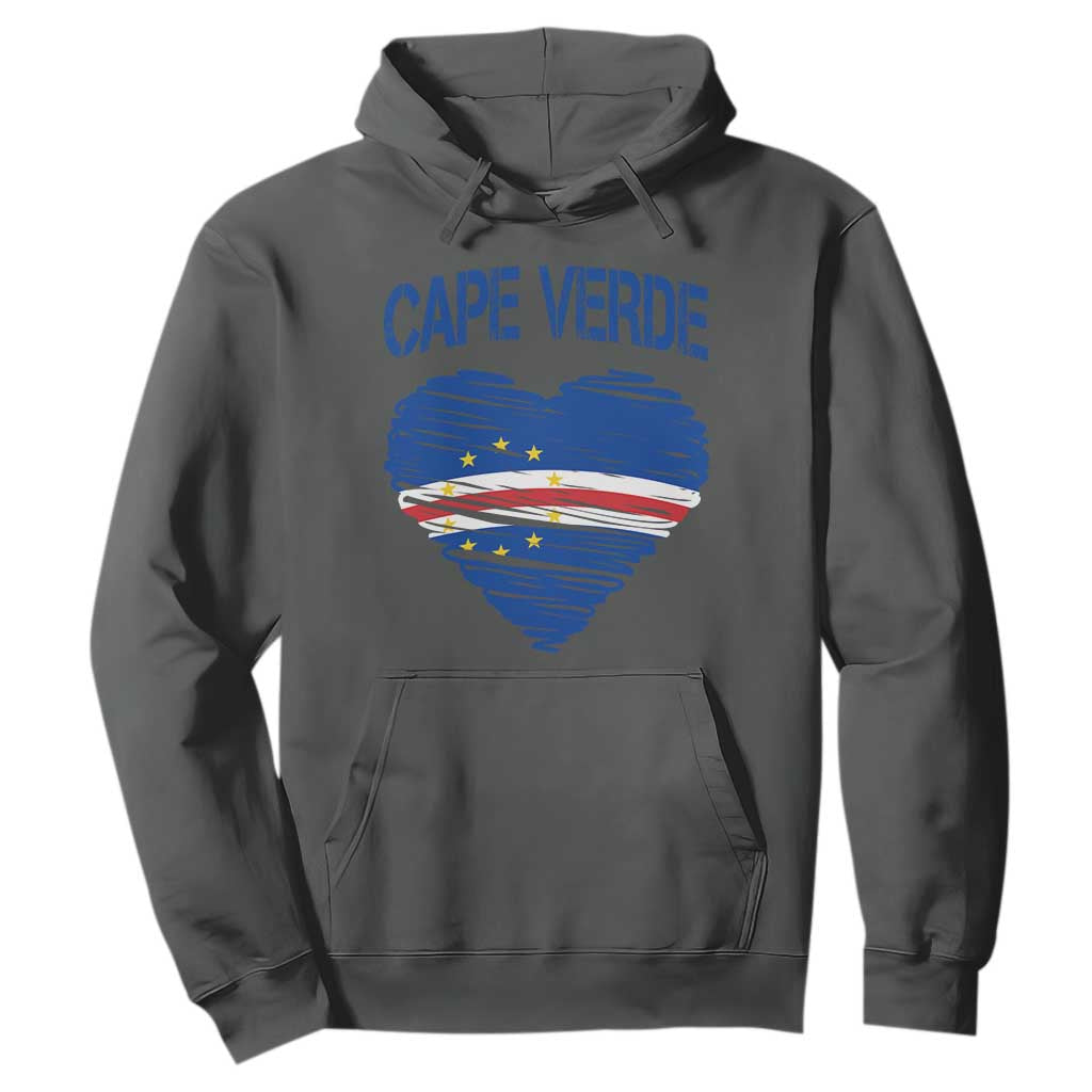 Cape Verde Scribble Flag Heart National Pride Hoodie Cabo Verde Love