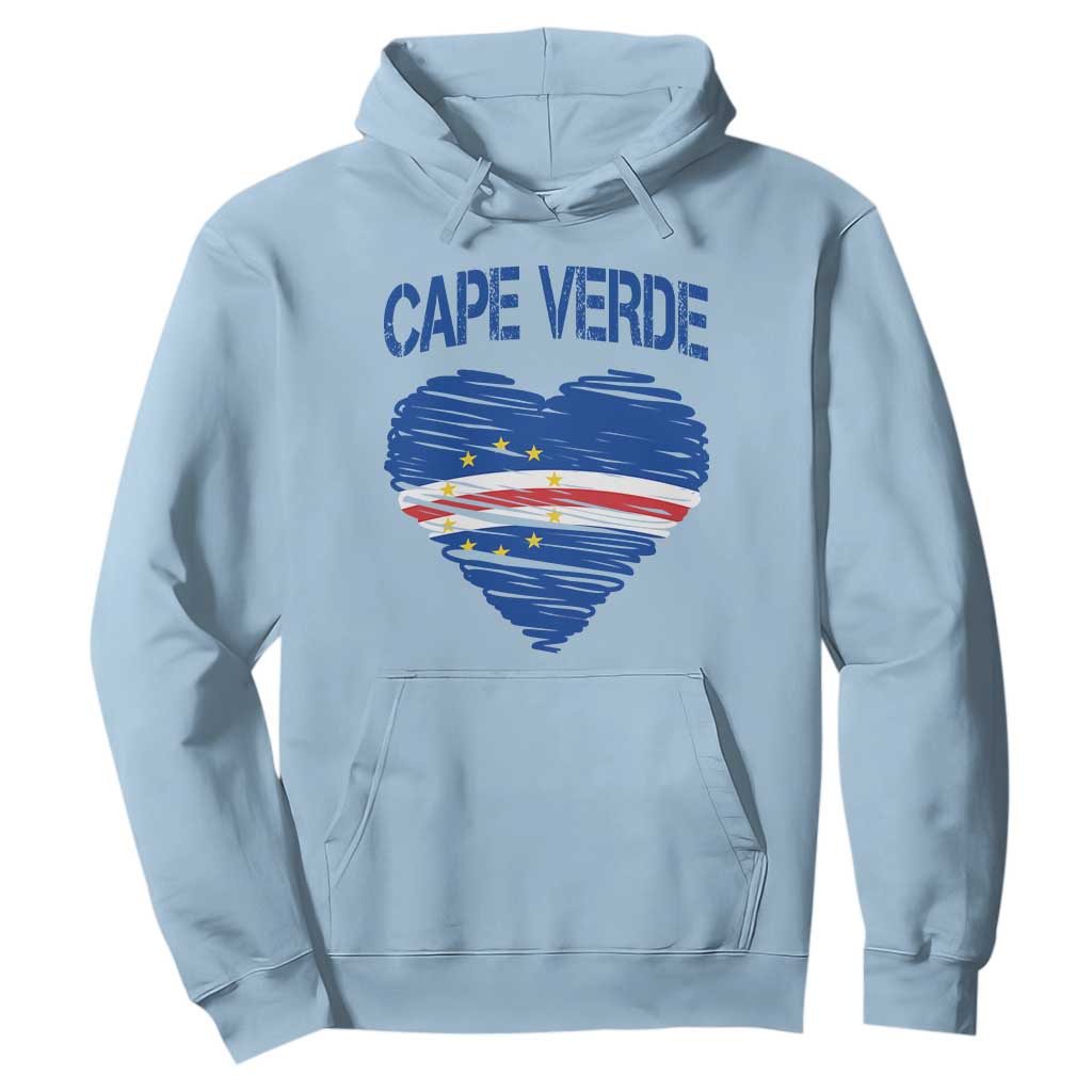 Cape Verde Scribble Flag Heart National Pride Hoodie Cabo Verde Love