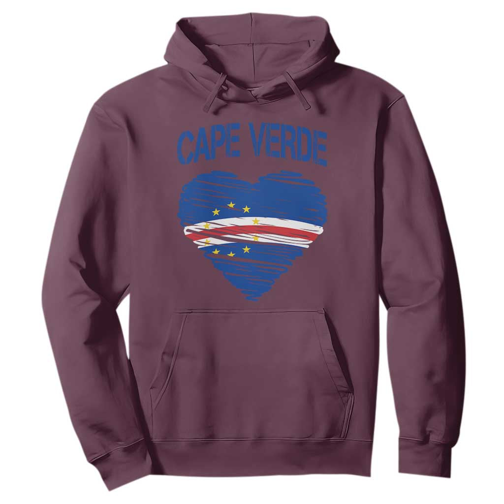 Cape Verde Scribble Flag Heart National Pride Hoodie Cabo Verde Love