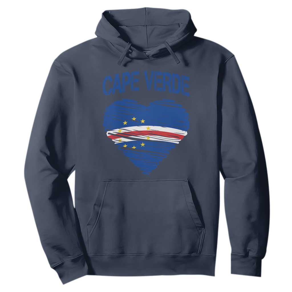 Cape Verde Scribble Flag Heart National Pride Hoodie Cabo Verde Love