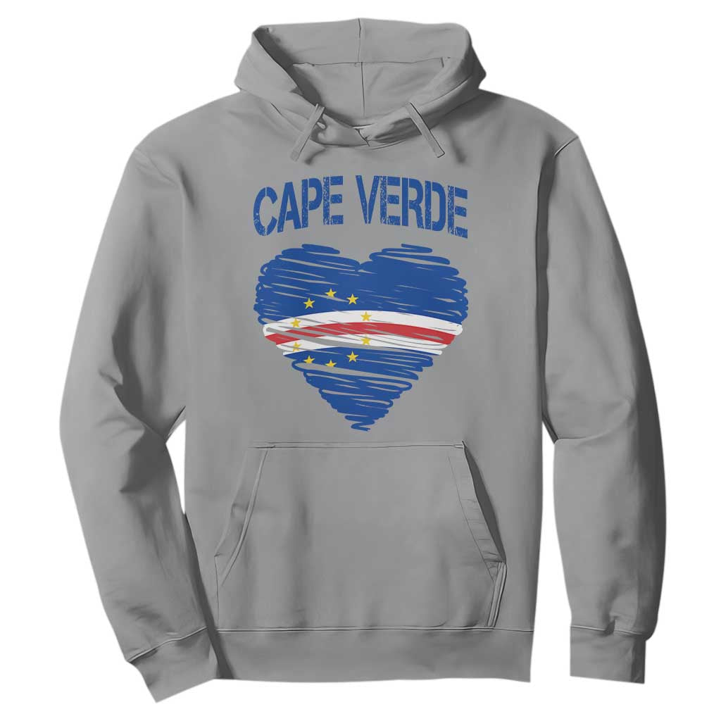 Cape Verde Scribble Flag Heart National Pride Hoodie Cabo Verde Love