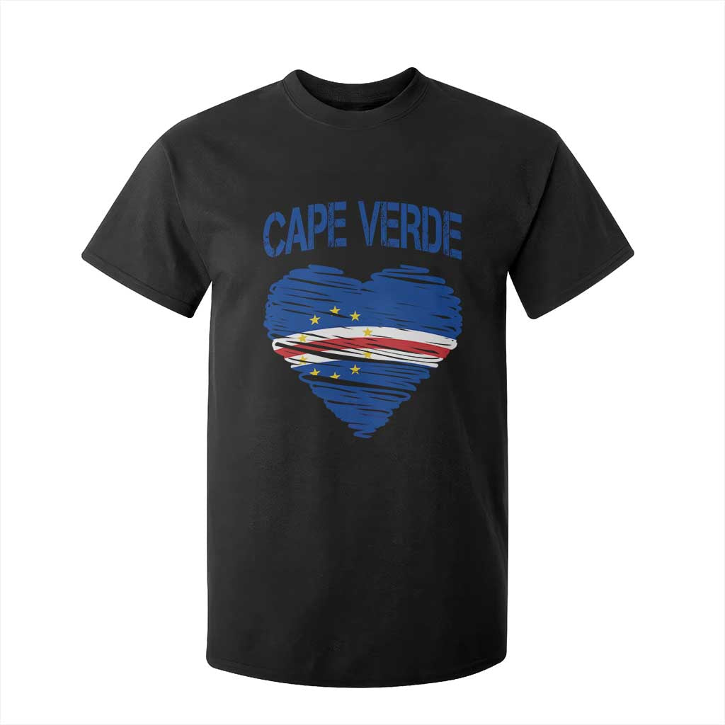 Cape Verde Scribble Flag Heart National Pride T Shirt For Kid Cabo Verde Love