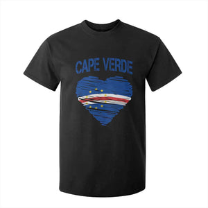 Cape Verde Scribble Flag Heart National Pride T Shirt For Kid Cabo Verde Love