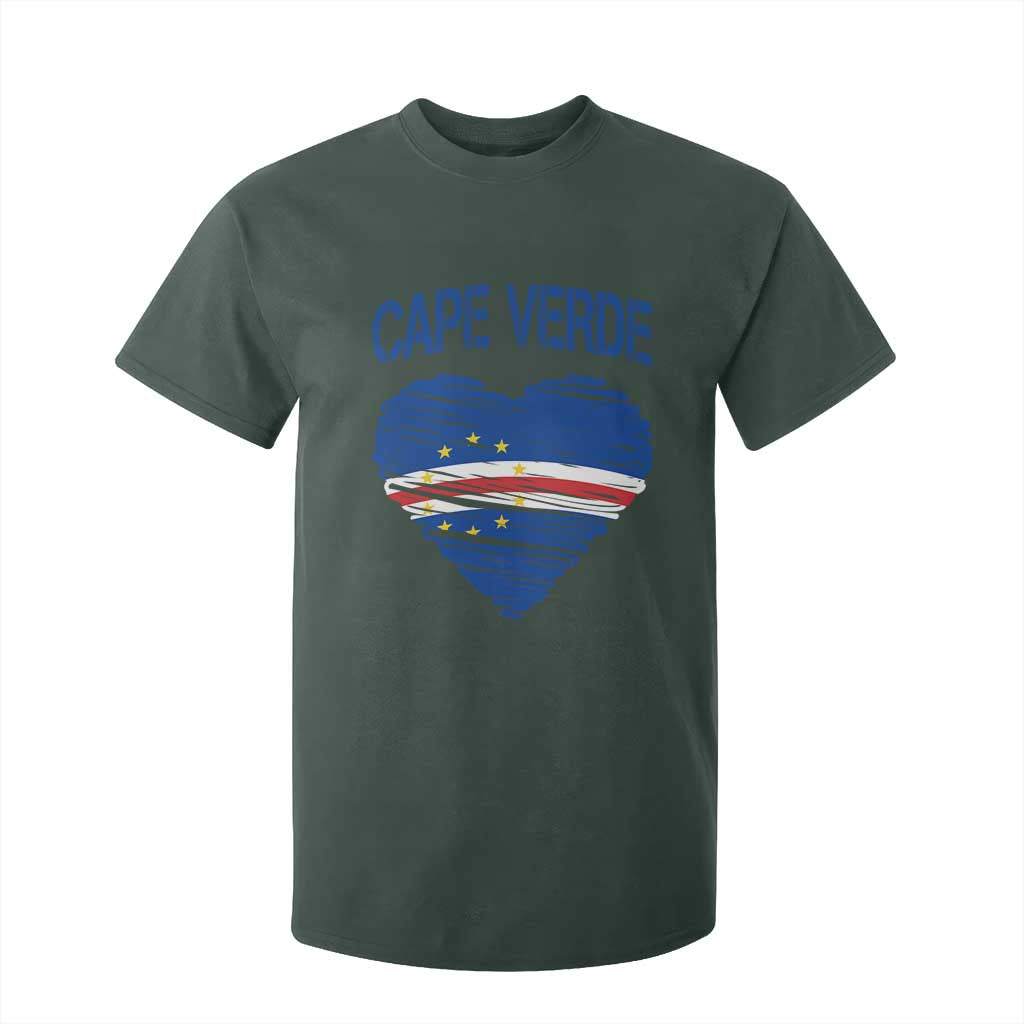 Cape Verde Scribble Flag Heart National Pride T Shirt For Kid Cabo Verde Love