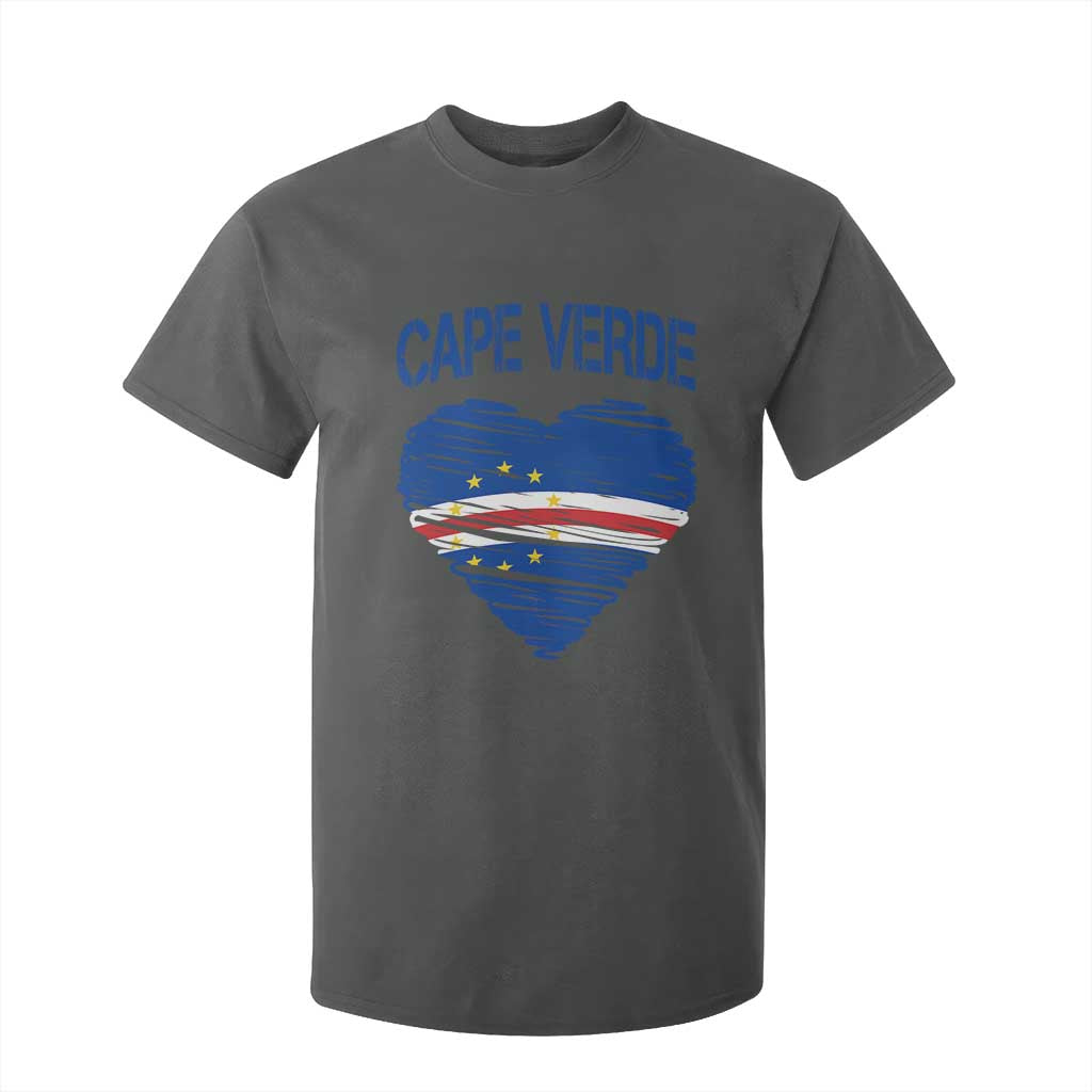 Cape Verde Scribble Flag Heart National Pride T Shirt For Kid Cabo Verde Love