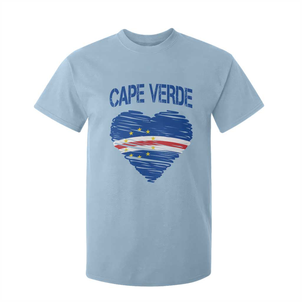 Cape Verde Scribble Flag Heart National Pride T Shirt For Kid Cabo Verde Love