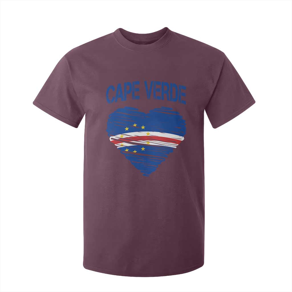 Cape Verde Scribble Flag Heart National Pride T Shirt For Kid Cabo Verde Love