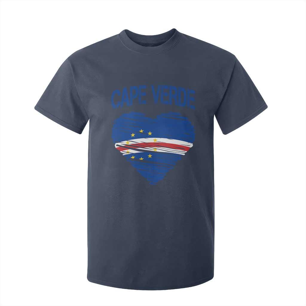 Cape Verde Scribble Flag Heart National Pride T Shirt For Kid Cabo Verde Love