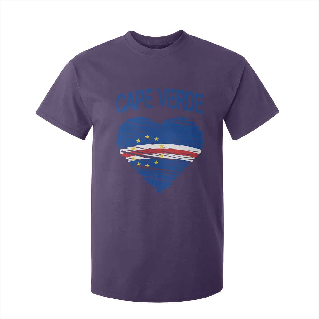 Cape Verde Scribble Flag Heart National Pride T Shirt For Kid Cabo Verde Love