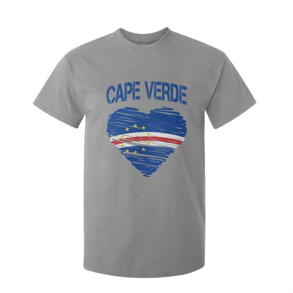 Cape Verde Scribble Flag Heart National Pride T Shirt For Kid Cabo Verde Love