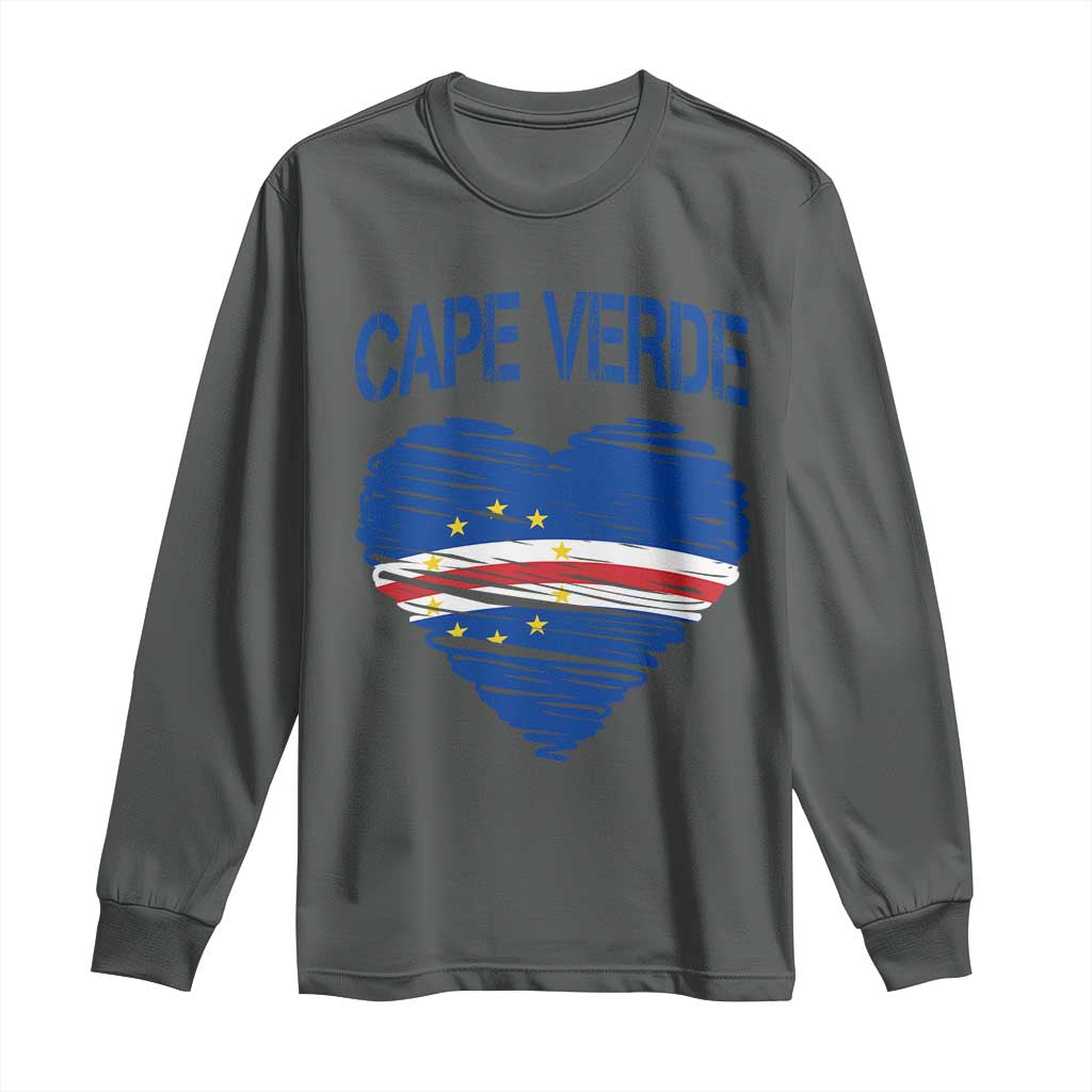 Cape Verde Scribble Flag Heart National Pride Long Sleeve Shirt Cabo Verde Love