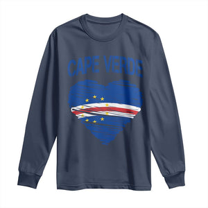Cape Verde Scribble Flag Heart National Pride Long Sleeve Shirt Cabo Verde Love