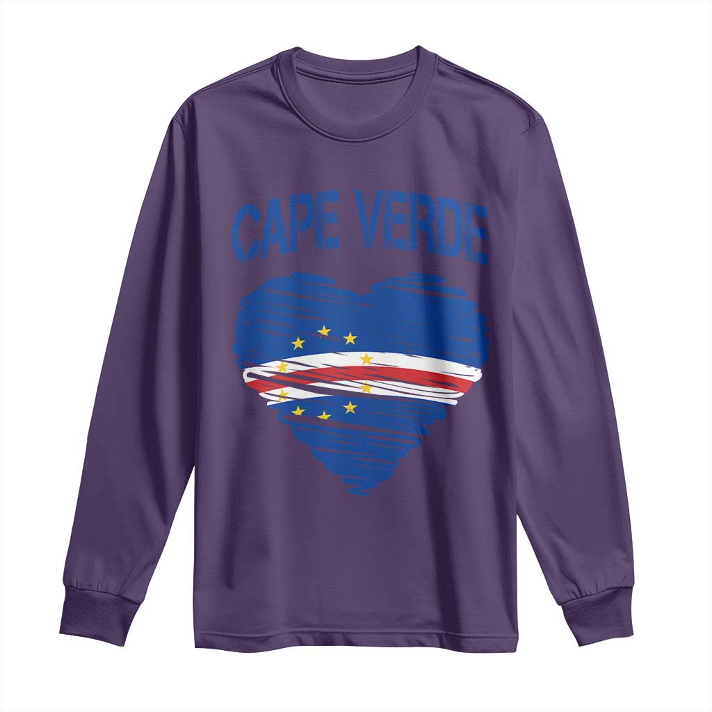 Cape Verde Scribble Flag Heart National Pride Long Sleeve Shirt Cabo Verde Love