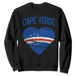 Cape Verde Scribble Flag Heart National Pride Sweatshirt Cabo Verde Love