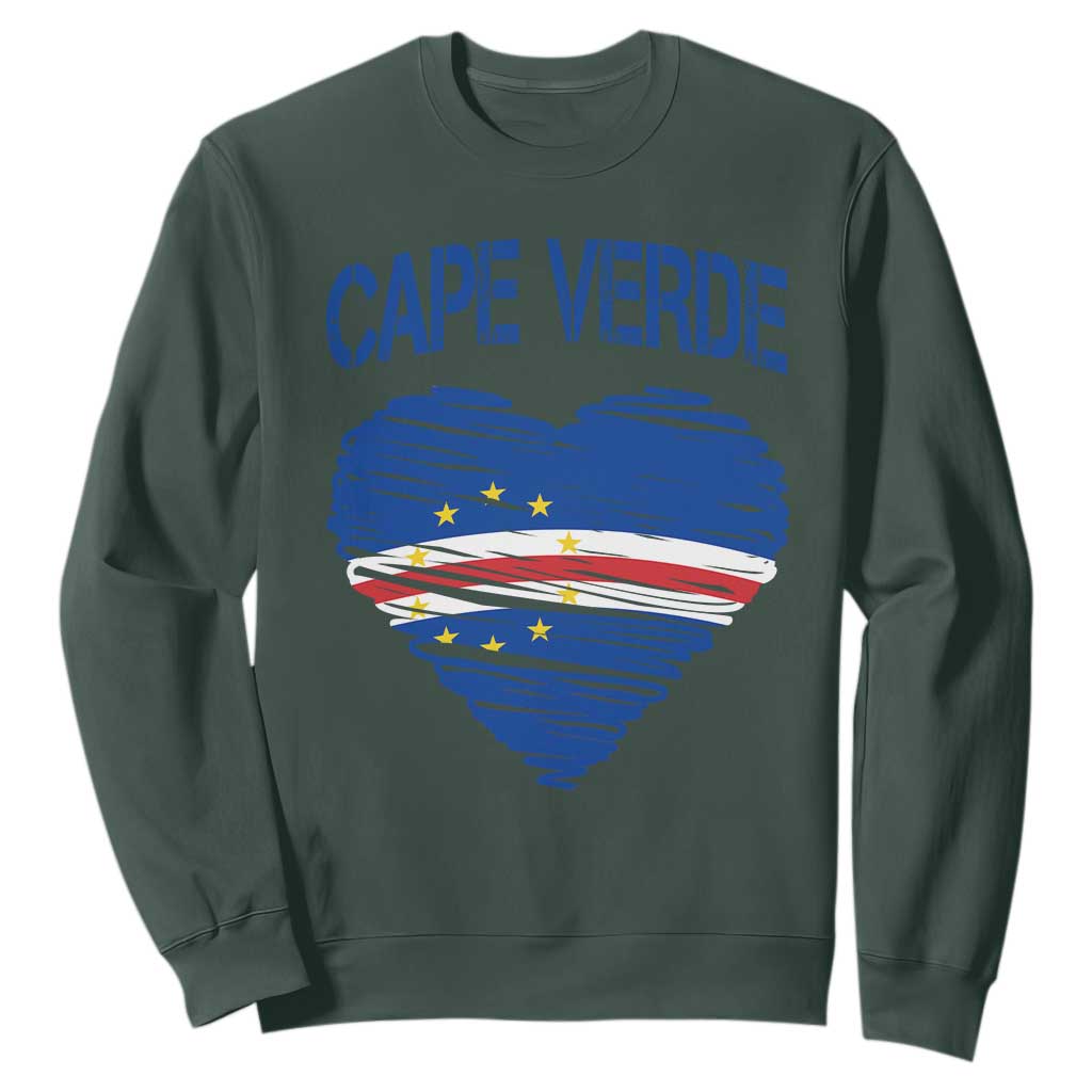 Cape Verde Scribble Flag Heart National Pride Sweatshirt Cabo Verde Love