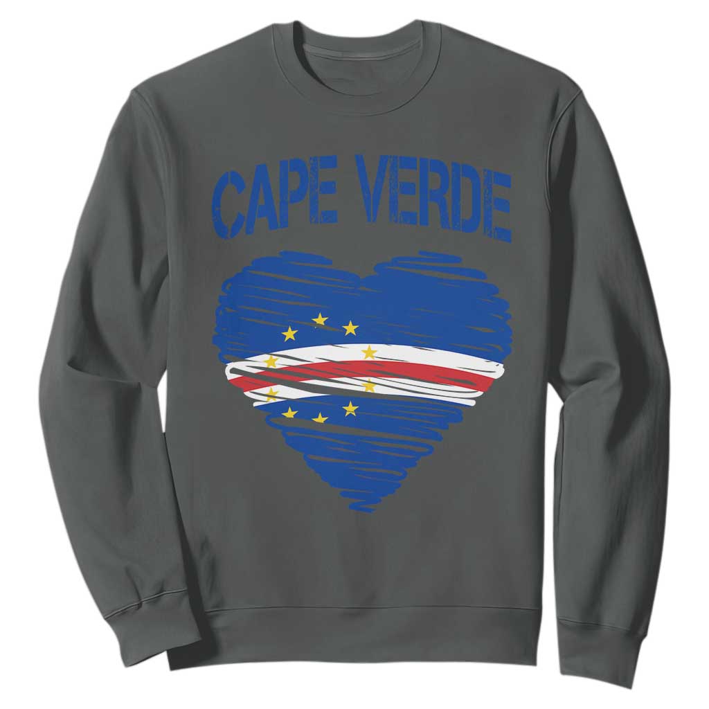 Cape Verde Scribble Flag Heart National Pride Sweatshirt Cabo Verde Love