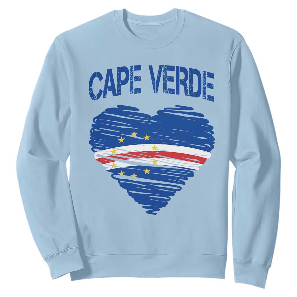 Cape Verde Scribble Flag Heart National Pride Sweatshirt Cabo Verde Love