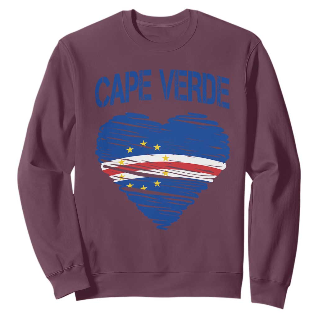 Cape Verde Scribble Flag Heart National Pride Sweatshirt Cabo Verde Love