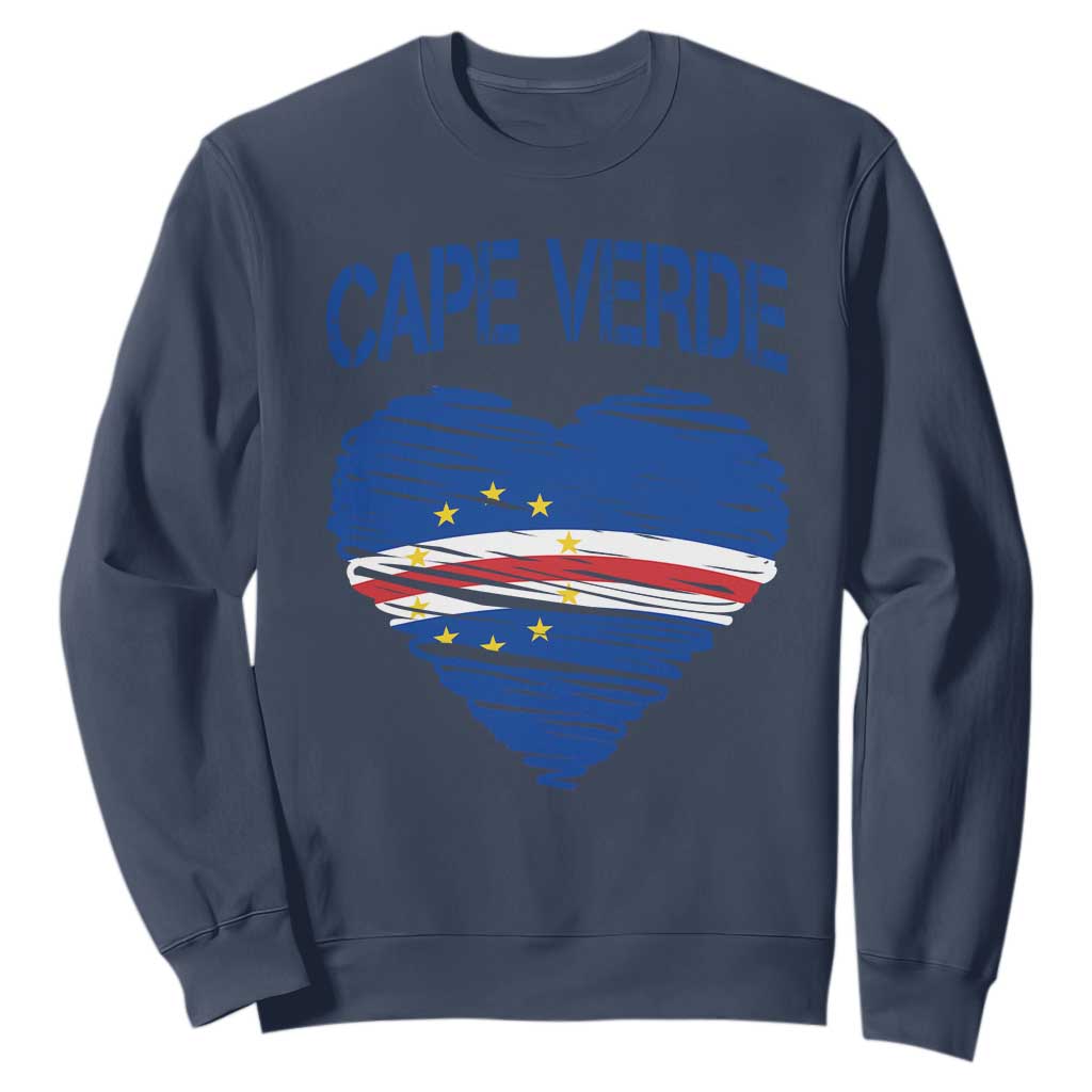 Cape Verde Scribble Flag Heart National Pride Sweatshirt Cabo Verde Love