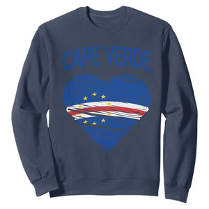 Cape Verde Scribble Flag Heart National Pride Sweatshirt Cabo Verde Love