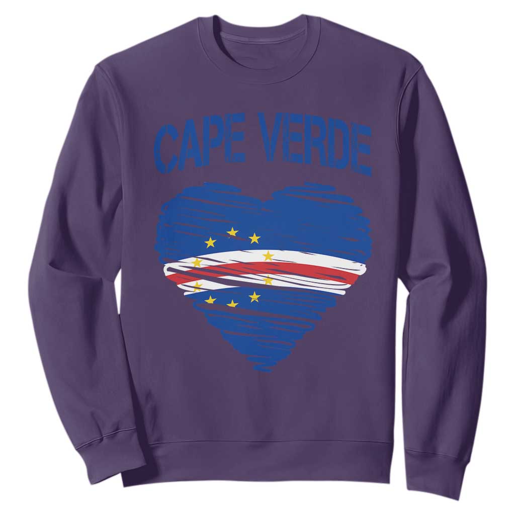 Cape Verde Scribble Flag Heart National Pride Sweatshirt Cabo Verde Love