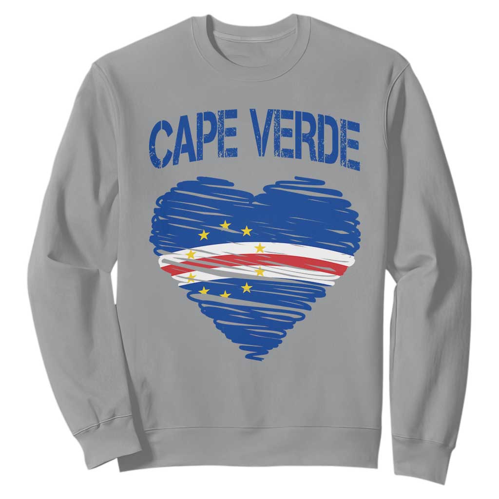 Cape Verde Scribble Flag Heart National Pride Sweatshirt Cabo Verde Love