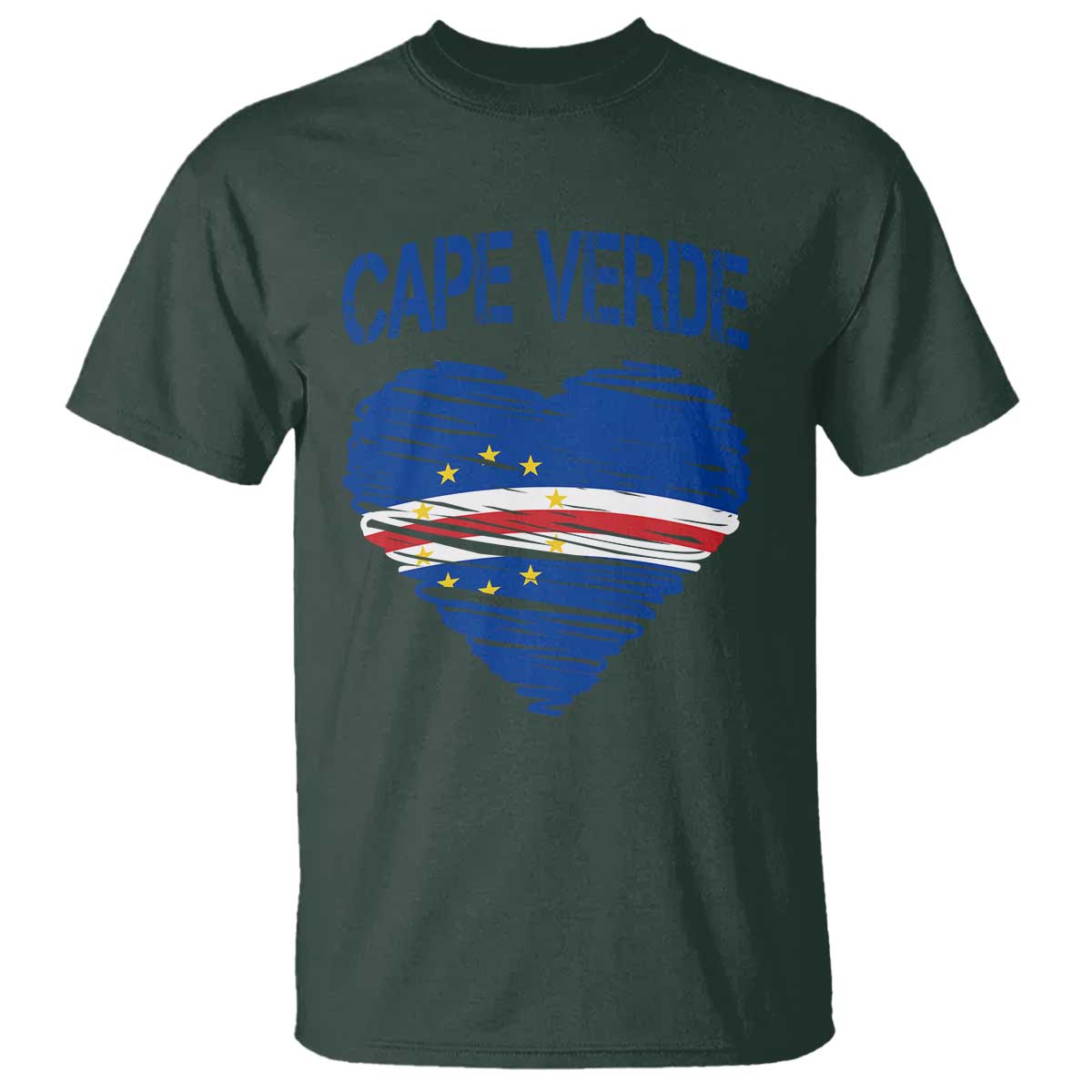 Cape Verde Scribble Flag Heart National Pride T Shirt Cabo Verde Love
