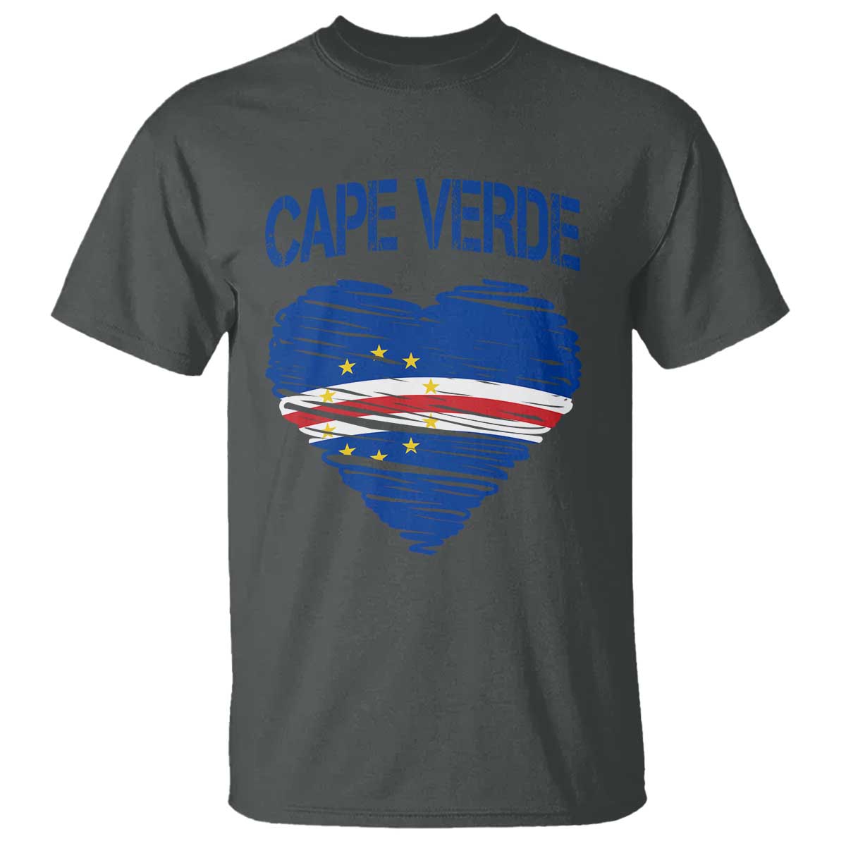 Cape Verde Scribble Flag Heart National Pride T Shirt Cabo Verde Love