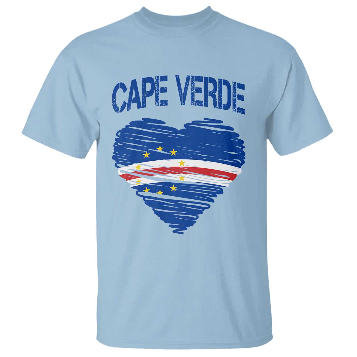 Cape Verde Scribble Flag Heart National Pride T Shirt Cabo Verde Love