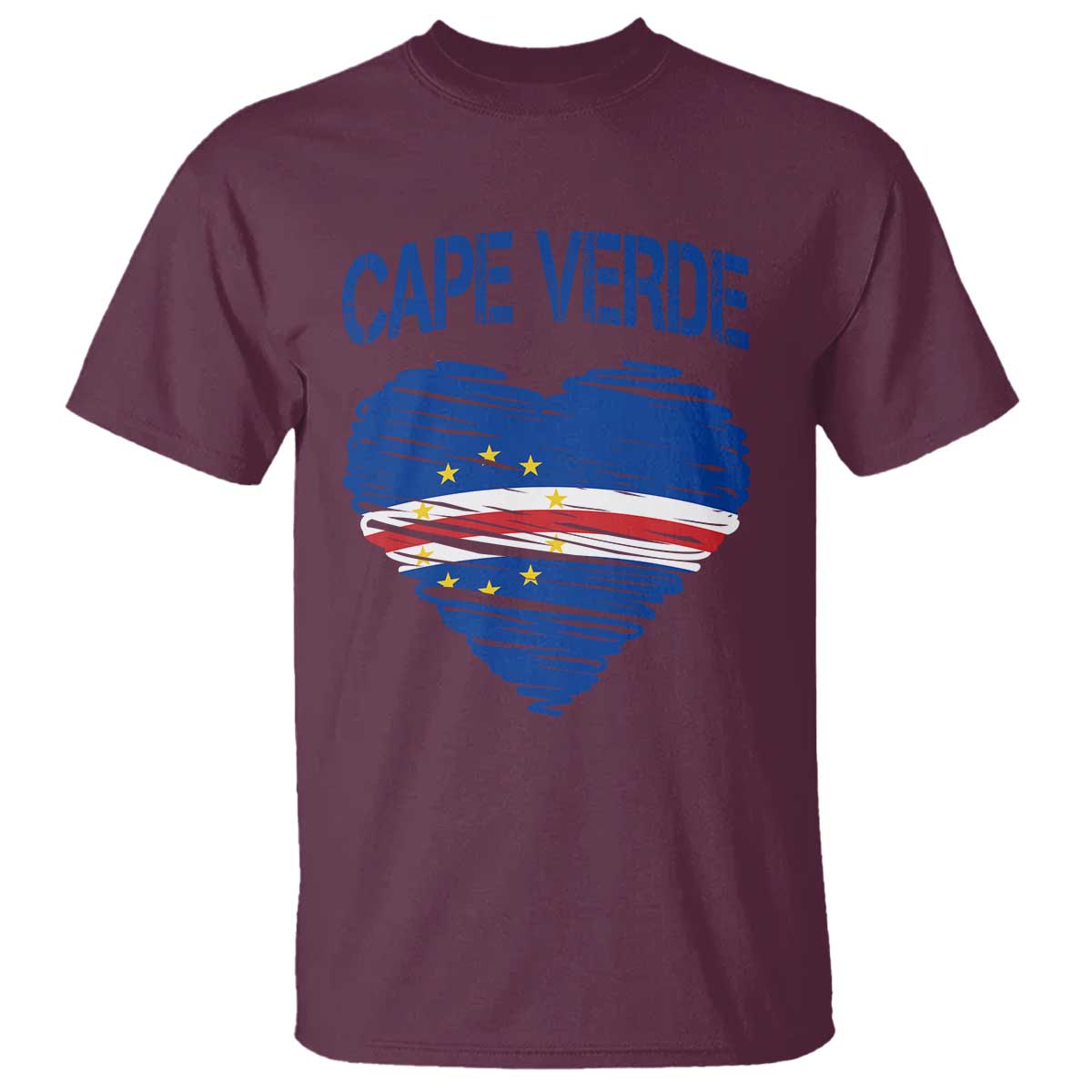 Cape Verde Scribble Flag Heart National Pride T Shirt Cabo Verde Love