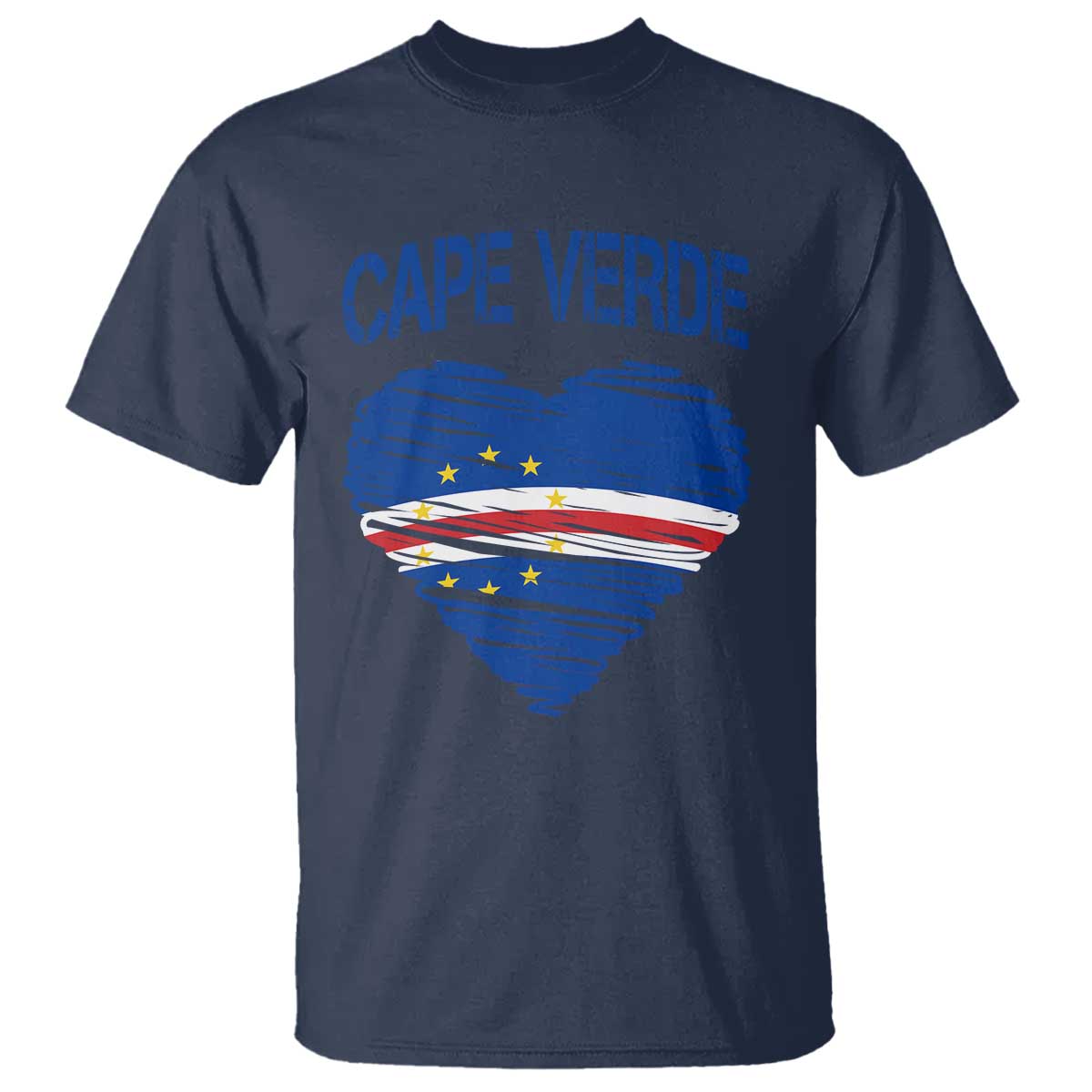 Cape Verde Scribble Flag Heart National Pride T Shirt Cabo Verde Love