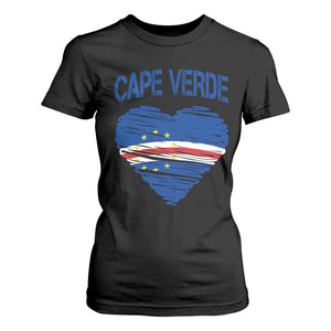 Cape Verde Scribble Flag Heart National Pride T Shirt For Women Cabo Verde Love