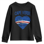 Cape Verde Scribble Flag Heart National Pride Youth Sweatshirt Cabo Verde Love