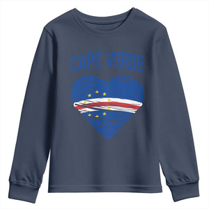 Cape Verde Scribble Flag Heart National Pride Youth Sweatshirt Cabo Verde Love