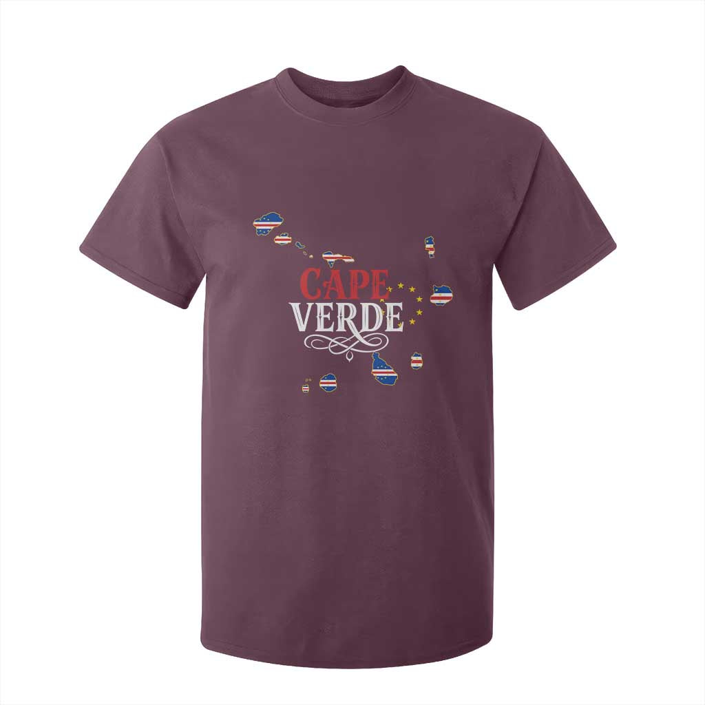 Cabo Verde Islands Flag Map T Shirt For Kid Cape Verde Vintage Pride