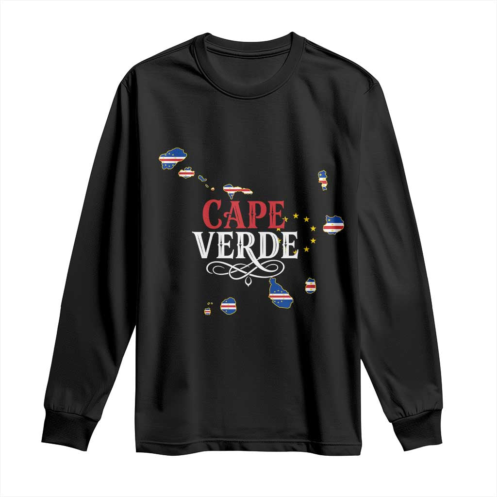 Cabo Verde Islands Flag Map Long Sleeve Shirt Cape Verde Vintage Pride
