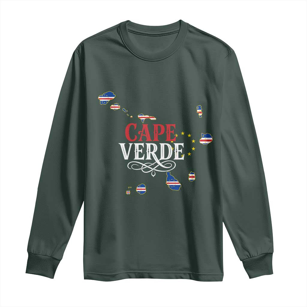 Cabo Verde Islands Flag Map Long Sleeve Shirt Cape Verde Vintage Pride