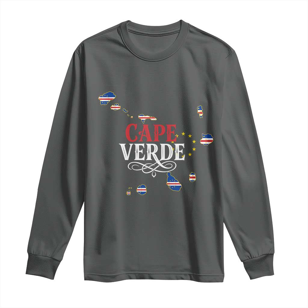 Cabo Verde Islands Flag Map Long Sleeve Shirt Cape Verde Vintage Pride