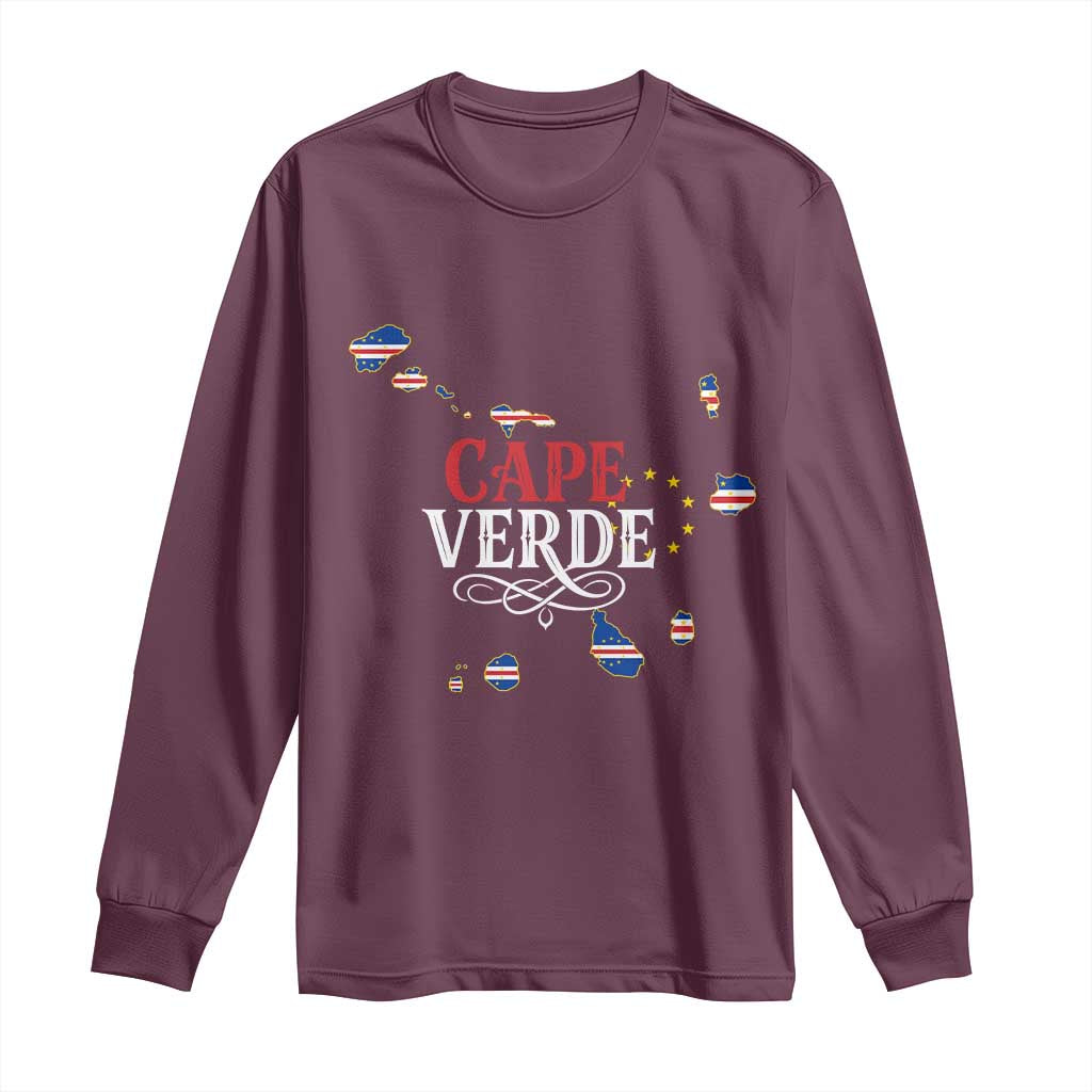 Cabo Verde Islands Flag Map Long Sleeve Shirt Cape Verde Vintage Pride