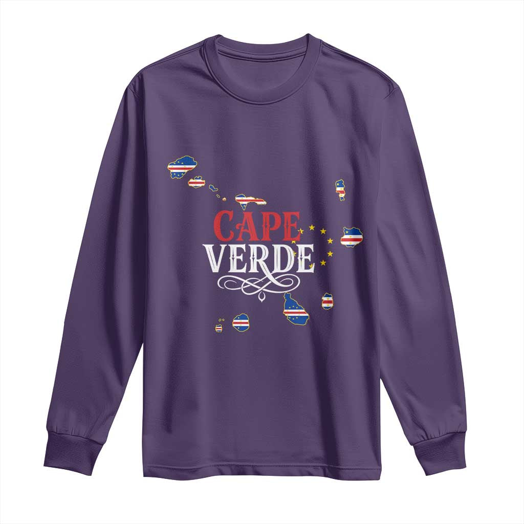 Cabo Verde Islands Flag Map Long Sleeve Shirt Cape Verde Vintage Pride