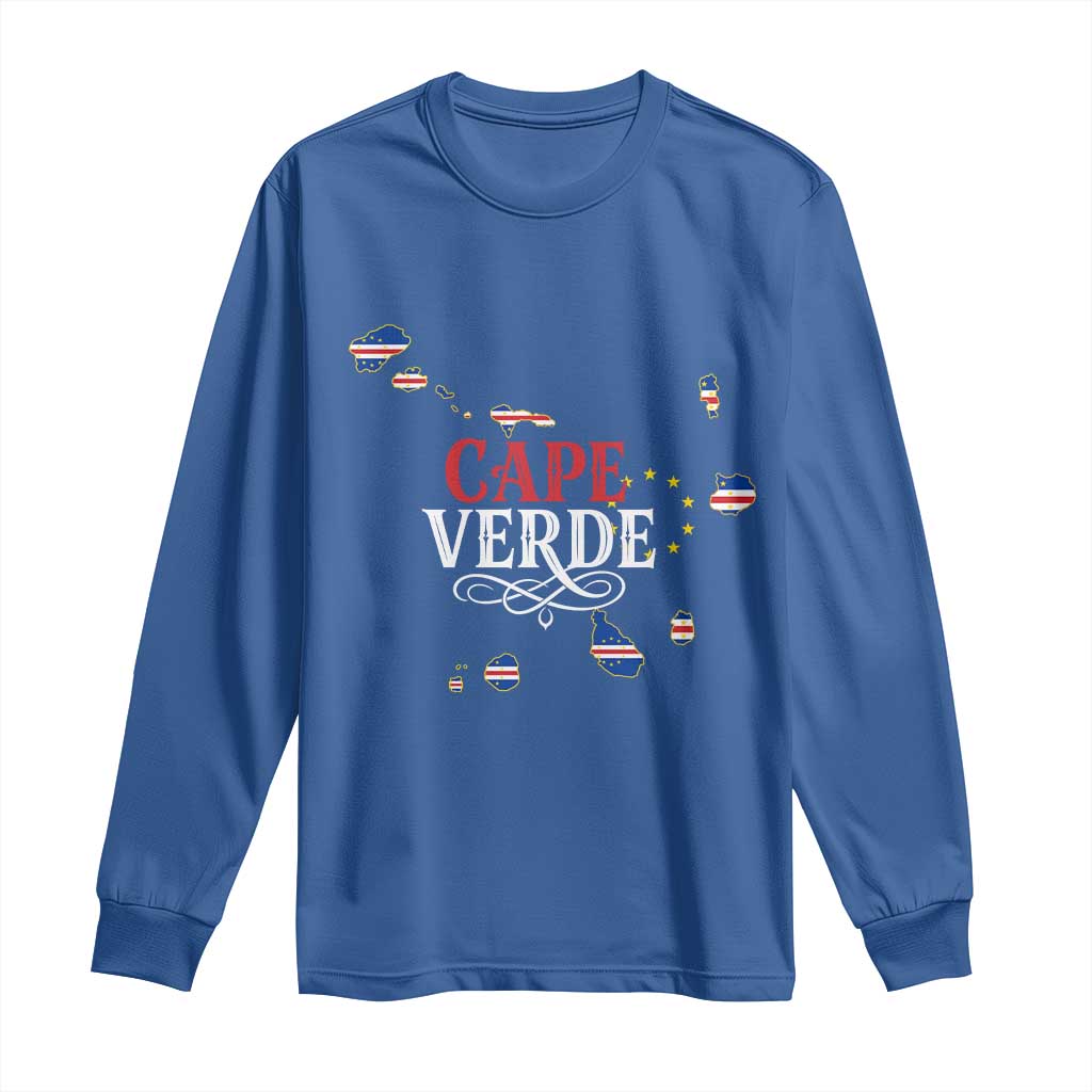 Cabo Verde Islands Flag Map Long Sleeve Shirt Cape Verde Vintage Pride