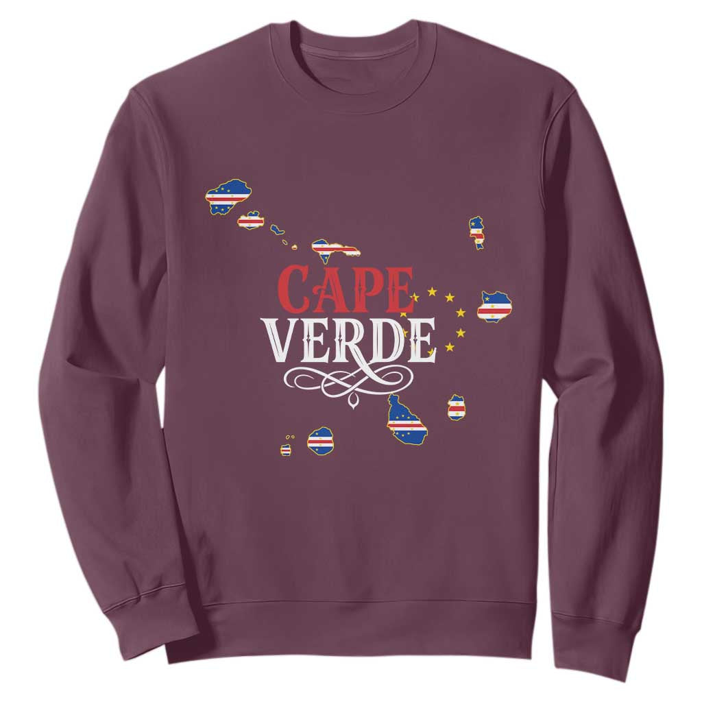 Cabo Verde Islands Flag Map Sweatshirt Cape Verde Vintage Pride