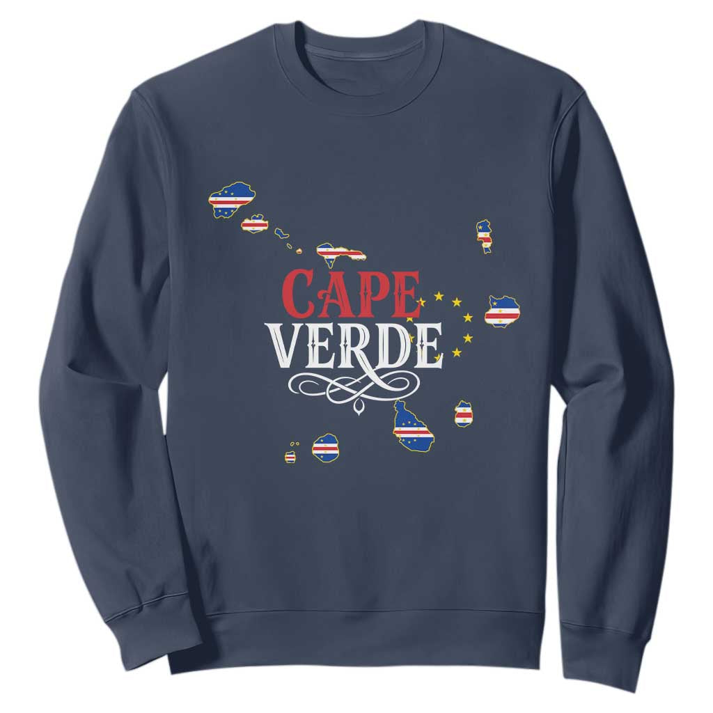 Cabo Verde Islands Flag Map Sweatshirt Cape Verde Vintage Pride