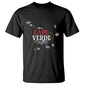 Cabo Verde Islands Flag Map T Shirt Cape Verde Vintage Pride
