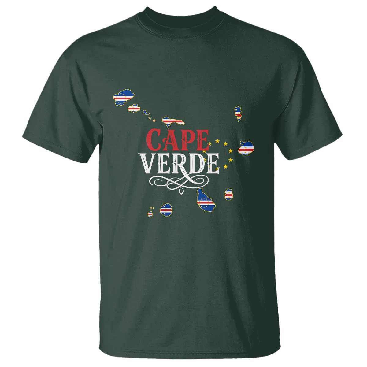 Cabo Verde Islands Flag Map T Shirt Cape Verde Vintage Pride