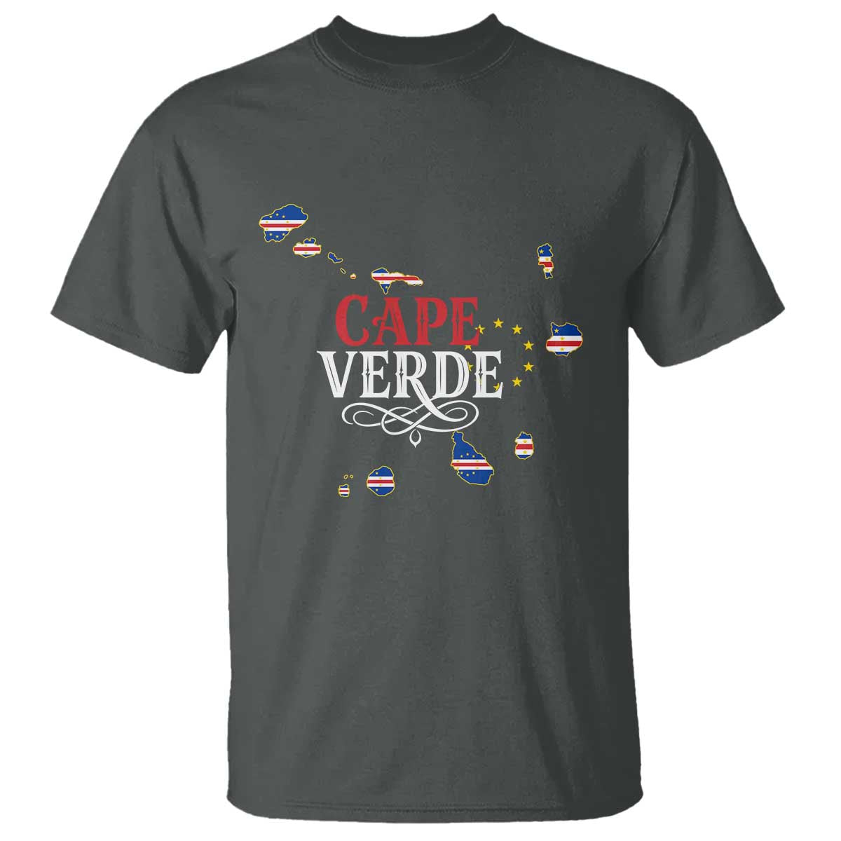 Cabo Verde Islands Flag Map T Shirt Cape Verde Vintage Pride