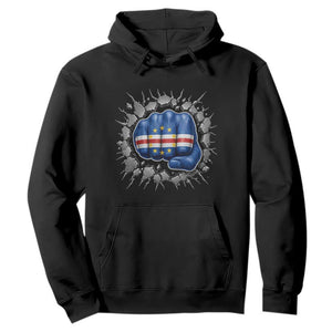 Cape Verde Flag Fist Power Stone Wall Break Graphic Hoodie Cabo Verde Strong Roots National Pride