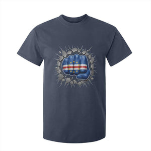 Cape Verde Flag Fist Power Stone Wall Break Graphic T Shirt For Kid Cabo Verde Strong Roots National Pride