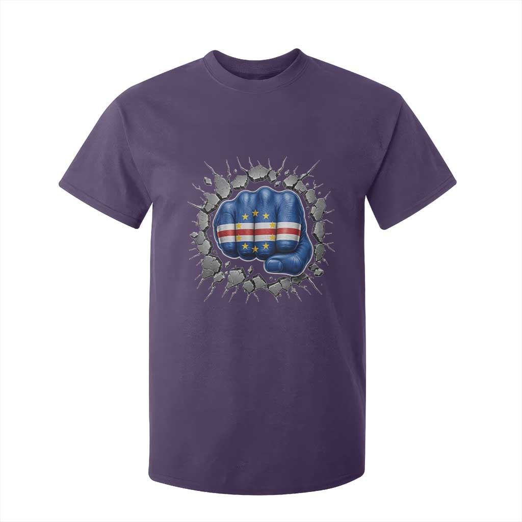 Cape Verde Flag Fist Power Stone Wall Break Graphic T Shirt For Kid Cabo Verde Strong Roots National Pride